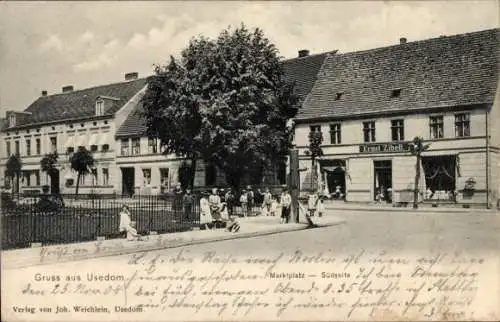 Ak Stadt Usedom, Marktplatz Südseite, Geschäft Ernst Zibell, Kinder