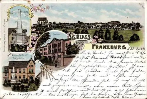 Litho Franzburg, Kriegerdenkmal, Seminar, Postgebäude