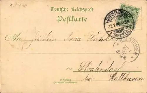 Litho Grevesmühlen in Mecklenburg, Amtsgericht, Krankenhaus, Kriegerdenkmal