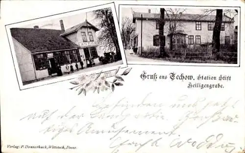 Ak Techow Heiligengrabe in der Prignitz, Gasthaus, Station Stift Heiligengrabe