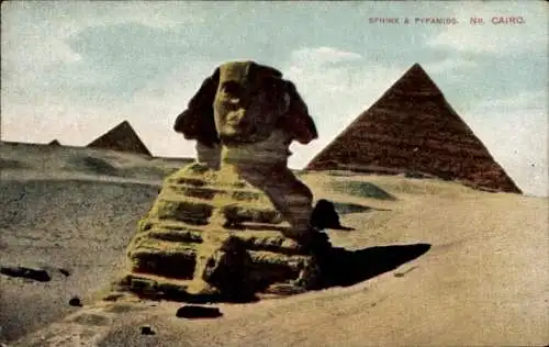 Ak Cairo Kairo Ägypten, Sphinx und Pyramiden, Wüste