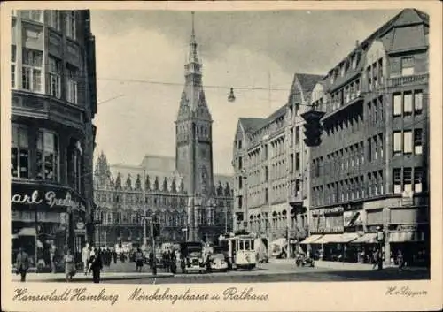 Ak Hamburg, Blick auf das Rathaus, Mönckebergstraße