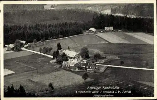 Ak Grünheide Auerbach im Vogtland Sachsen, Leipziger Kinderheim, Fliegeraufnahme