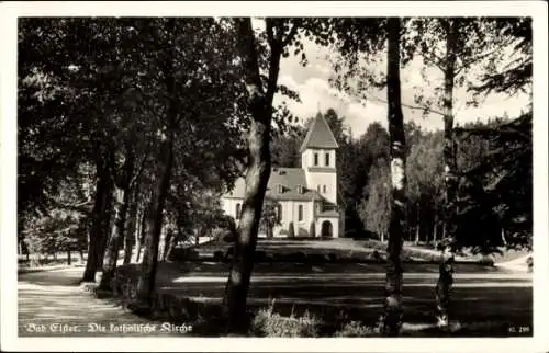 Ak Bad Elster, Blick auf die katholische Kirche