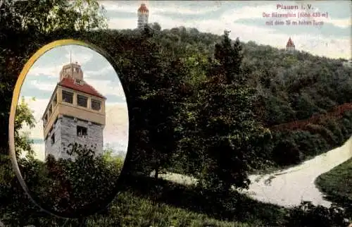 Ak Plauen Vogtland, Der Bärenstein mit dem hohen Turm