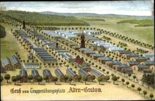 Litho Altengrabow Möckern, Truppenübungsplatz, Vogelschau