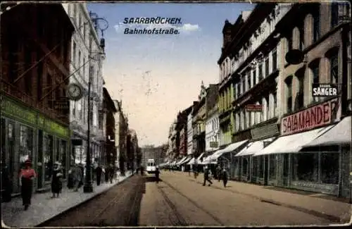 Ak Saarbrücken a.d. Saar, Geschäft Salamander in der Bahnhofstraße