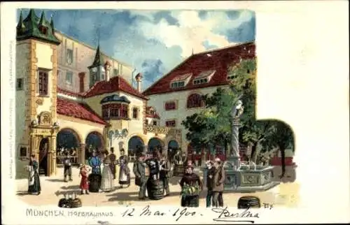 Litho München Bayern, Hofbräuhaus