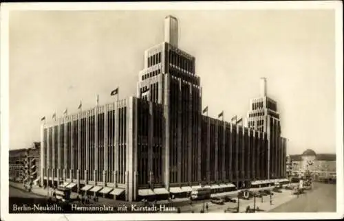 Ak Berlin Neukölln, Hermannplatz, Karstadt-Haus