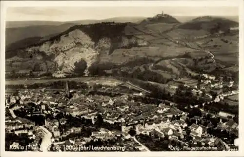 Ak Kahla Thüringen, Fliegeraufnahme mit der 1000 jähr. Leuchtenburg