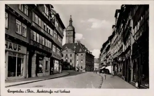 Ak Bad Langensalza im Thüringer Becken, Marktstraße mit Rathaus, Geschäft Bernhard Röder