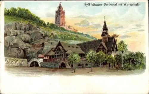 Litho Kyffhäuserland Thüringen, Kaiser Wilhelm Denkmal, Wirtschaft