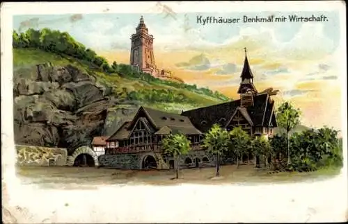 Litho Kyffhäuserland Thüringen, Kaiser Wilhelm Denkmal, Wirtschaft