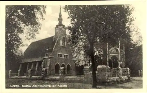 Ak Lützen im Burgenlandkreis, Gustav Adolf Denkmal mit Kapelle