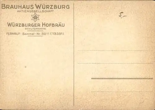 Künstler Ak Würzburg, Brauhaus Reklame, Stern mit Krone, Sonne