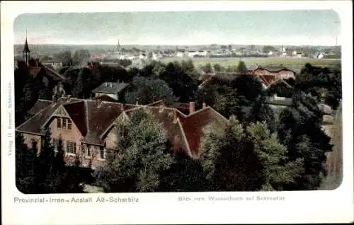 Ak Alt Scherbitz Schkeuditz in Sachsen, Blick vom Wasserturm auf die Stadt