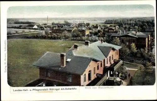 Ak Alt Scherbitz Schkeuditz in Sachsen, Provinzial Irren Anstalt, Blick vom Wasserturm