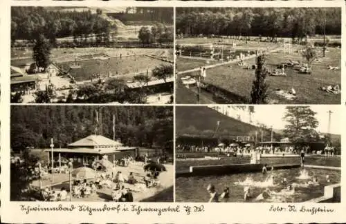 Ak Sitzendorf an der Schwarza in Thüringen, Schwimmbad, Liegewiese