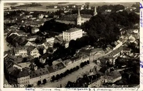 Ak Schleiz, Fliegeraufnahme, Schloss