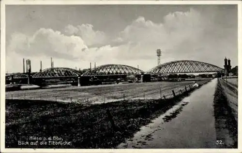 Ak Riesa an der Elbe Sachsen, Elbbrücke