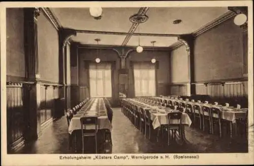 Ak Wernigerode am Harz, Innenansicht vom Erholungsheim Küsters Camp, Speisesaal