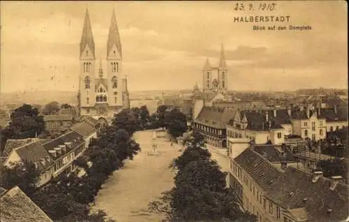 Ak Halberstadt Harz, Blick auf den Domplatz, Panorama