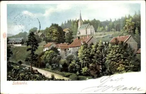 Ak Schierke Wernigerode am Harz, Teilansicht, Kirche