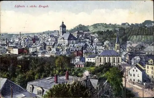 Ak Lößnitz im Erzgebirge, Panorama vom Ort