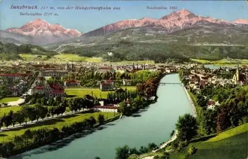 Ak Innsbruck in Tirol, Gesamtansicht, Blick von der Hungerburgbahn