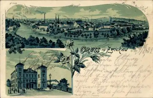 Litho Zwickau in Sachsen, Gesamtansicht, Bahnhof