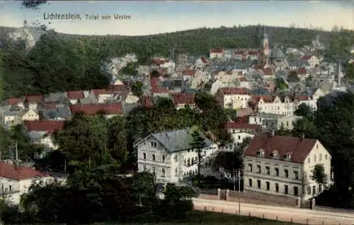 Ak Lichtenstein in Sachsen, Totale von Westen