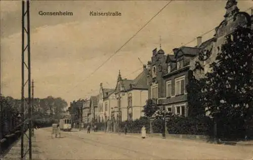 Ak Gonsenheim Mainz am Rhein, Kaiserstraße, Straßenbahn