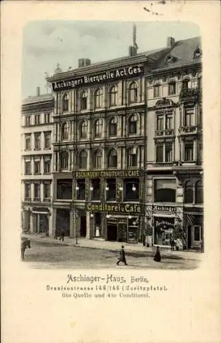 Ak Berlin Kreuzberg, Aschinger Haus, Oranienstraße 145, Moritzplatz, Konditorei, Bierquelle