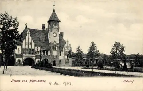 Ak Berlin Steglitz Zehlendorf Nikolassee, Bahnhof