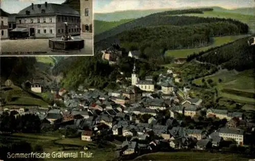 Ak Gräfenthal in Thüringen, Gesamtansicht, Goldener Löwe