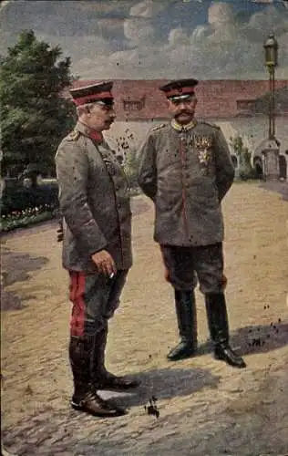 Ak Kaiser Wilhelm II., Generalfeldmarschall Paul von Hindenburg, Schloss zu Posen, 1915