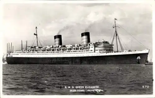 Ak Dampfer RMS Queen Elizabeth, Cunard Line