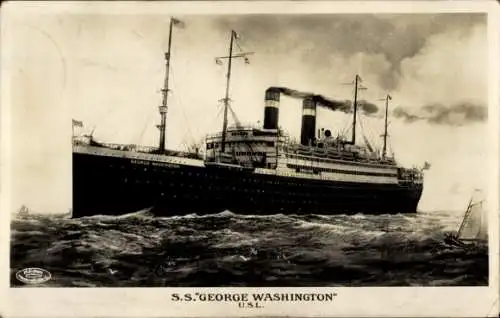 Ak Steamer SS George Washington, Dampfschiff, United States Lines, USL