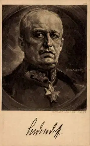 Künstler Ak Bauer, Karl, General Erich Friedrich Wilhelm Ludendorff, Portrait