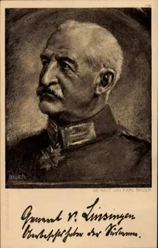 Künstler Ak Bauer, Karl, Generaloberst Alexander von Linsingen, Portrait