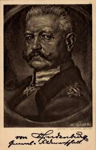 Künstler Ak Bauer, Karl, Generalfeldmarschall Paul von Hindenburg, Portrait