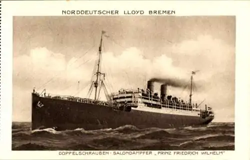 Ak Doppelschrauben-Salondampfer Prinz Friedrich Wilhelm, Norddeutscher Lloyd Bremen