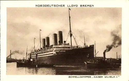 Ak Norddeutscher Lloyd Bremen, Dampfer Kaiser Wilhelm II