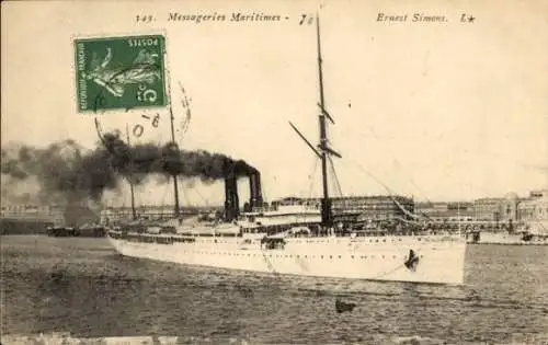 Ak Messageries Maritimes, L'Ernest Simon