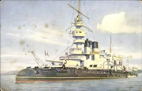 Künstler Ak Rave, Chr., Marine Galerie 23, Französisches Kriegsschiff, Linienschiff, Valmy, 1892