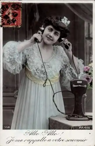 Ak Frau am Telefon