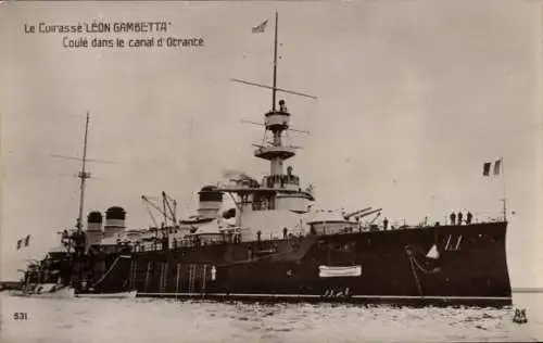 Ak Französisches Kriegsschiff Leon Gambetta, Französische Marine