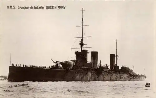 Ak Britisches Kriegsschiff Queen Mary, Britische Marine