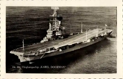 Ak Niederländisches Kriegsschiff, Hr. Ms. Vliegkampschip Karel Doorman, Flugzeugträger