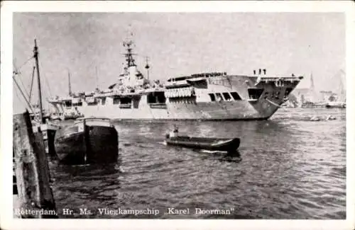 Ak Rotterdam, Niederländisches Kriegsschiff, Karel Doorman, Flugzeugträger